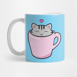 Cute grey cat with a pink heart Mug